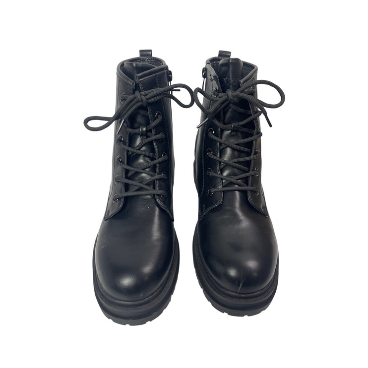 Dream Pairs Black Leather Lace up Round Toe Platform Ankle Combat Boots Size 11