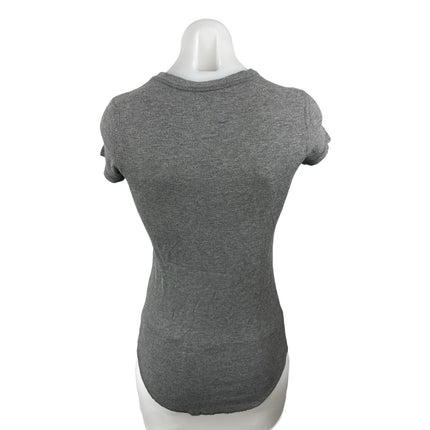 Zara Gray Ribbed Crew Neck Short Sleeve SlimTunic  Baby Tee Basic T-Shirt Top S
