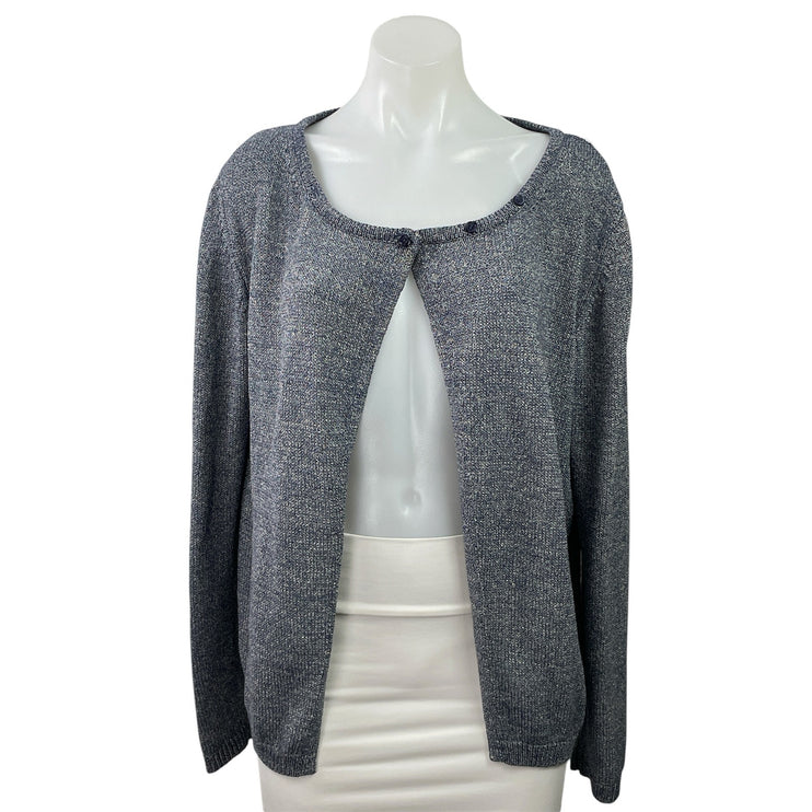 Massimo Dutti Women's Blue Gray Knit Button Long Sleeve Cardigan Sweater Top XL