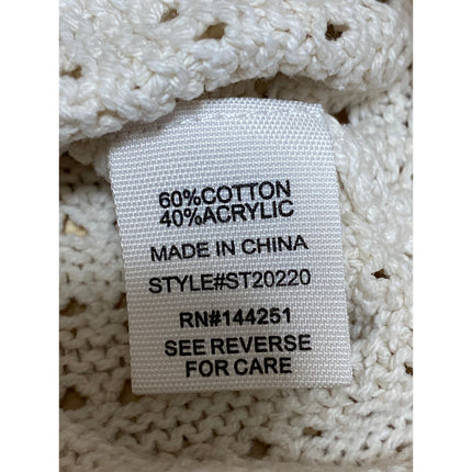 Jessica Simpson Cream Crochet Button Long Sleeve Crop Cardigan Sweater Top Sz XS