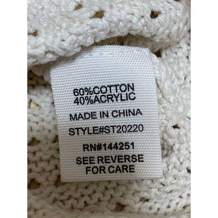 Jessica Simpson Cream Crochet Button Long Sleeve Crop Cardigan Sweater Top Sz XS