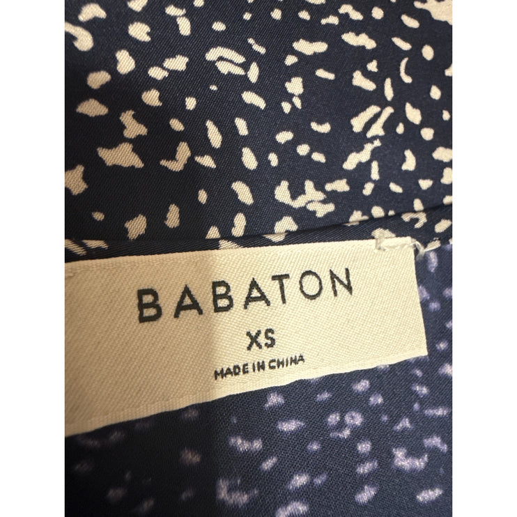 Aritzia Babaton Navy Blue White Printed Sleeveless V Neck Cami Tank Top Size XS