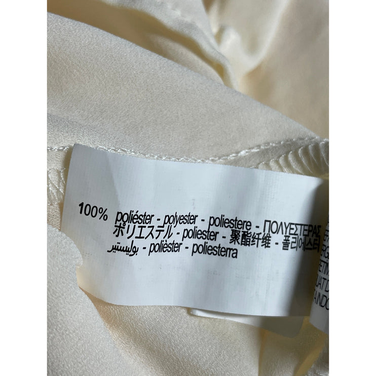 Zara Women's Cream Long Sleeve Ruffle Tiered Button Down Shirt Blouse Top Size M
