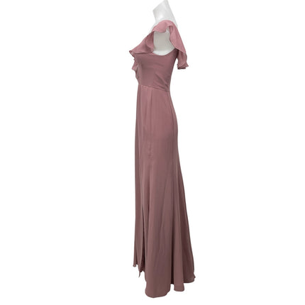 Azazie Pink Ruffle Flutter Sleeve Sweetheart Fit & Flare Bridesmaid Dress Size 8