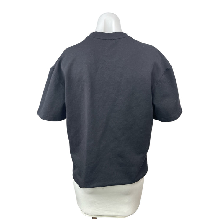 Zara Women's Black Short Sleeve Mock Neck Boxy Basic T Shirt Tee Top Size M