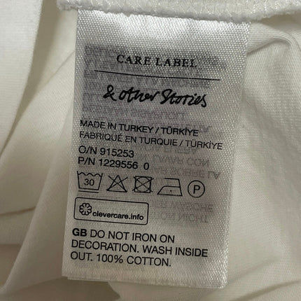 & Other Stories Women's White Lemon Patch Embroidered T Shirt Tee Top Size S