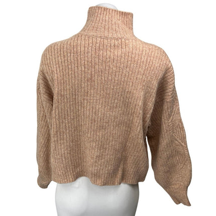 Lush Brown Turtleneck Argyle Long Sleeve Knit Cozy Pullover Sweater Top Size M