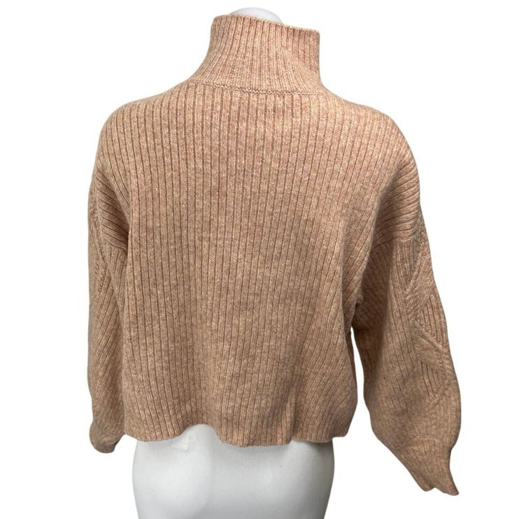 Lush Brown Turtleneck Argyle Long Sleeve Knit Cozy Pullover Sweater Top Size M
