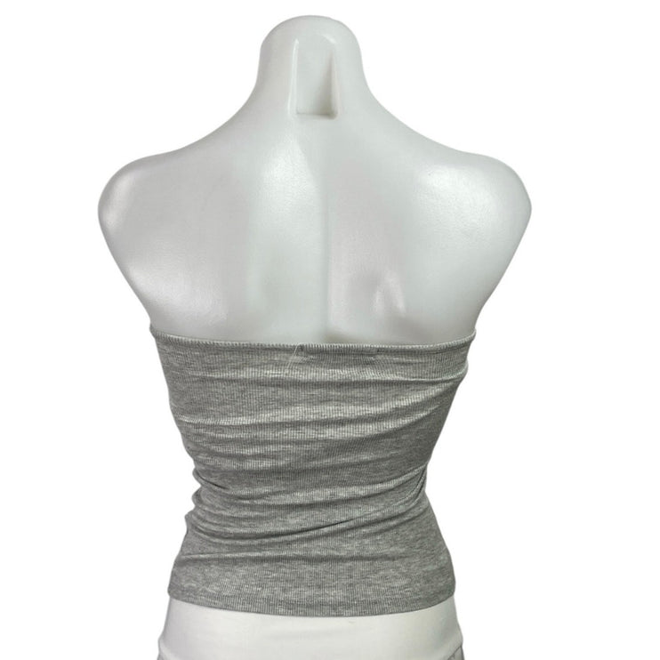 Joah Brown Women's Gray Ribbed Sleeveless Strapless Slim Tube Bandeau Top Sz S/M