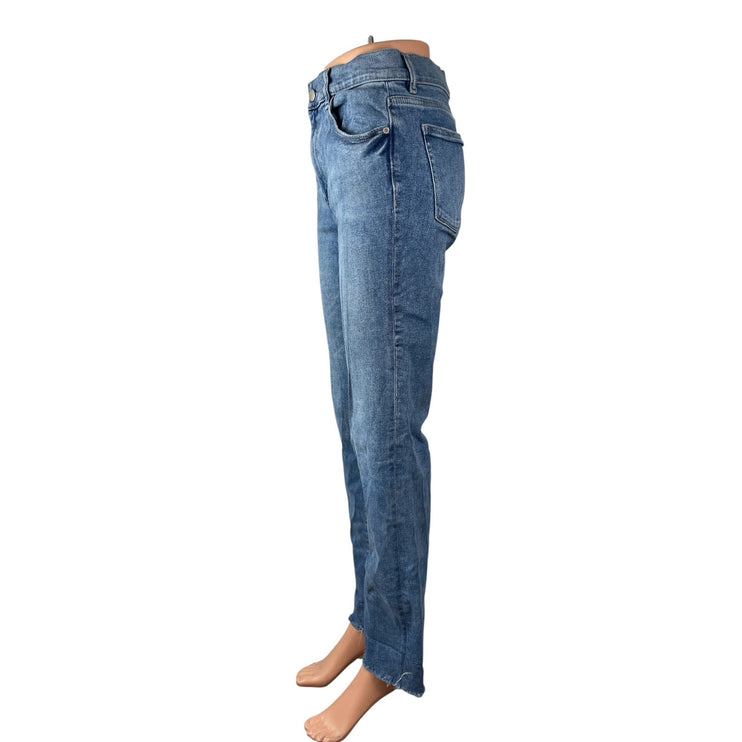 DL1961 Women's Blue Raw Frayed Hem High Rise Loose Straight Denim Jeans Pants 26