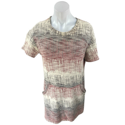 Zara Women's Multicolor Knit Short Sleeve Mini Shift Shirt Tunic Sweater Dress S