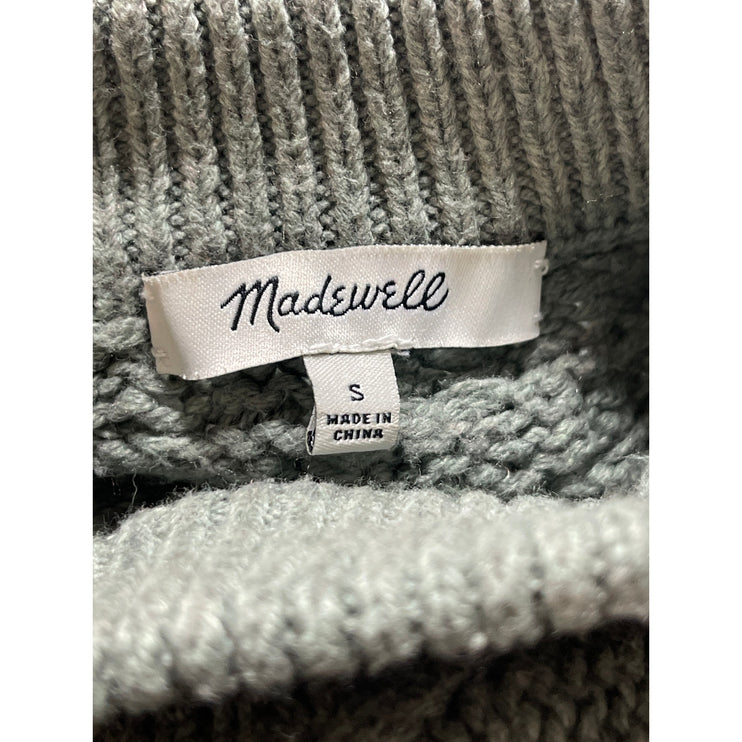 Madewell Women's Gray Cable Knit High Neck Long Sleeve Cozy Sweater Top Size S