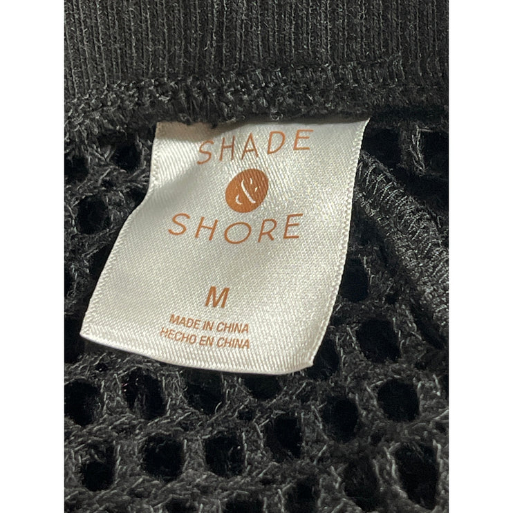 Shade & Shore Women's Black Mesh Sheer Crochet High Rise Beach Cover Up Pants M