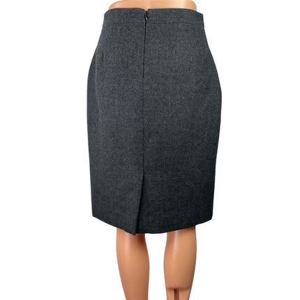 J.Crew No. 2 Dark Gray 100% Wool High Waisted Career Mini Pencil Skirt Size 2
