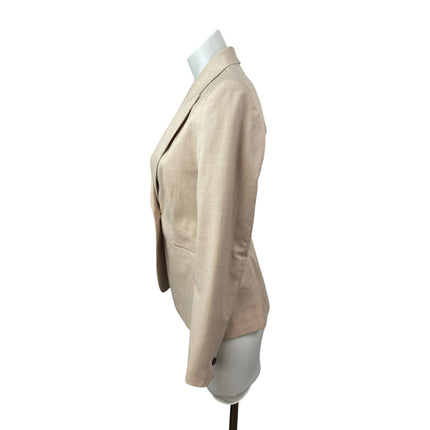 Zara Women's Beige Notch Collar Long Sleeve Single Breasted Blazer Coat Jacket 2