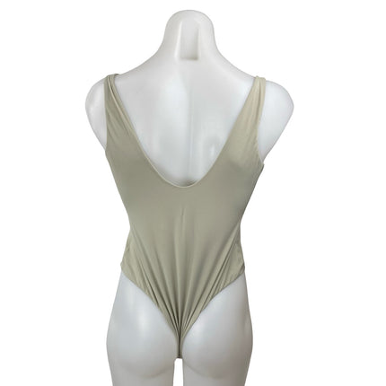 Skims Women's Gray Sleeveless Square Neck Backless Tank Bodysuit Top Size XL