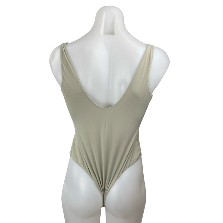 Skims Women's Gray Sleeveless Square Neck Backless Tank Bodysuit Top Size XL