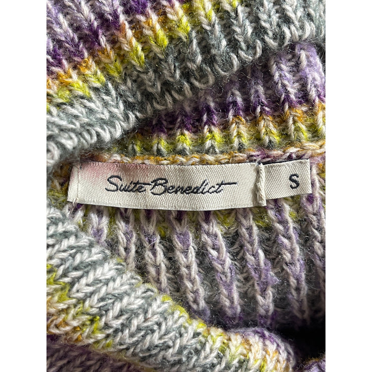 Suite Benedict Multicolor Striped Turtleneck Long Sleeve Crop Sweater Top Size S