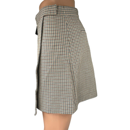 Theory Multicolor Wool Snap Tab Fremont Plaid Check Wrap Mini A-line Skirt Sz 2