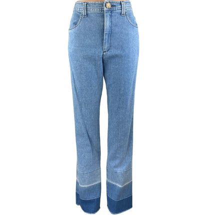 R.G. Kane Womens Blue High Waist Fray Raw Hem Flared Bootcut Denim Jeans Pants 6
