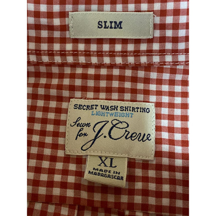 J.Crew Men's Red Gingham Checkered Long Sleeve Button Down Shirt Top Size XL