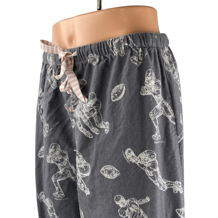 P.J. Salvage Game Day Gray Football Graphic Flannel Sleepwear Pajama Pants Sz S