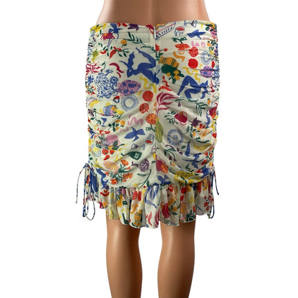 LPA Vittoria REVOLVE Women's Multicolor Ruffles Ruched Draped Mesh Mini Skirts M