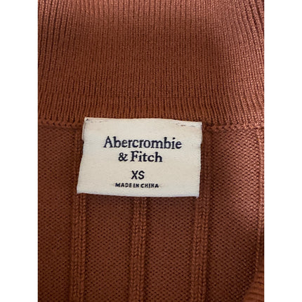 Abercrombie & Fitch Brown Long Sleeve Ribbed Knit Full Zip Collar Sweater Top XS