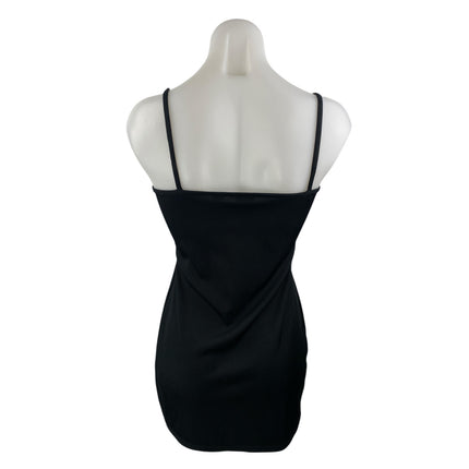 Collusion Womens Black Sleeveless Ribbed Knit Zip Cami Tank Mini Bodycon Dress 6