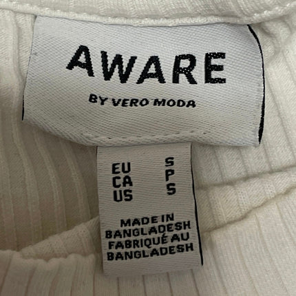 AWARE Vero Moda Womens White Sleeveless Ribbed Knit Tank Midi Bodycon Dress Sz S