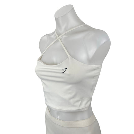 Gymshark Womens White Criss Cross Yoga Athletic Activewear Crop Cami Tank Top XS