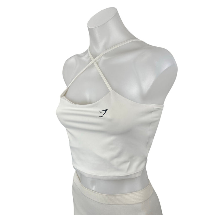 Gymshark Womens White Criss Cross Yoga Athletic Activewear Crop Cami Tank Top XS