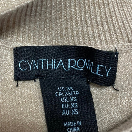 Cynthia Rowley Women's Brown Tan Geometric Knit Long Sleeve Crop Sweater Top XS