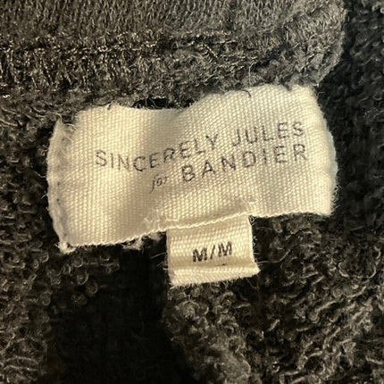 Sincerely Jules for Bandier Black Zip Packet High Rise Wide Leg Sweat Pants Sz M