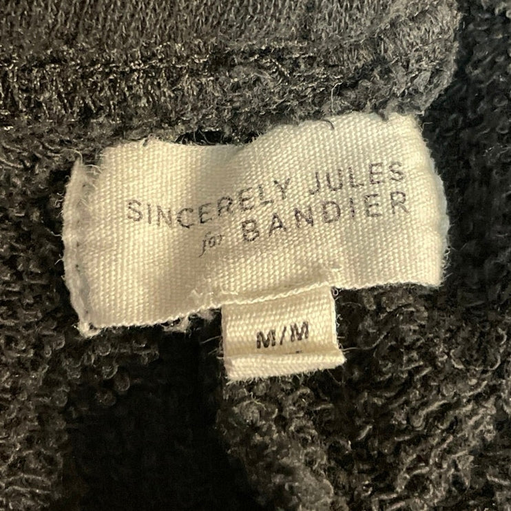Sincerely Jules for Bandier Black Zip Packet High Rise Wide Leg Sweat Pants Sz M
