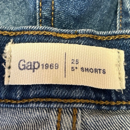 Gap 1969 Women's Blue Distressed Mid Rise Pockets Cuffed Denim Jeans Shorts 25
