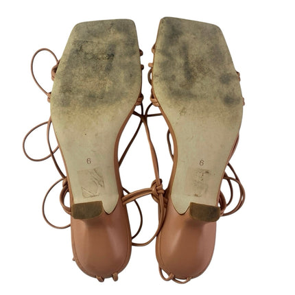 Jeffrey Campbell Vipera Women's Brown Strappy Leather Square Toe Heels Sandals 6