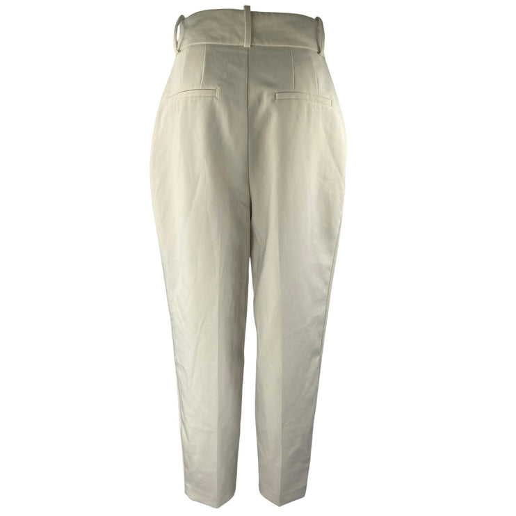 Zara Women's White High Waisted Pleated Tapered Trousers Dress Pants Size S