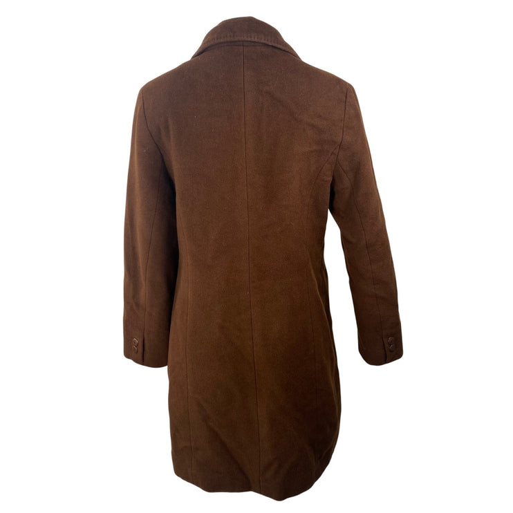 Jones New York Women's Brown Wool Long Sleeve Button Down Midi Coat Jacket Sz S