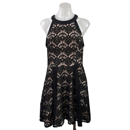 Speechless Womens Black Lace Sleeveless Racerback Mini Fit & Flared Dress Size L