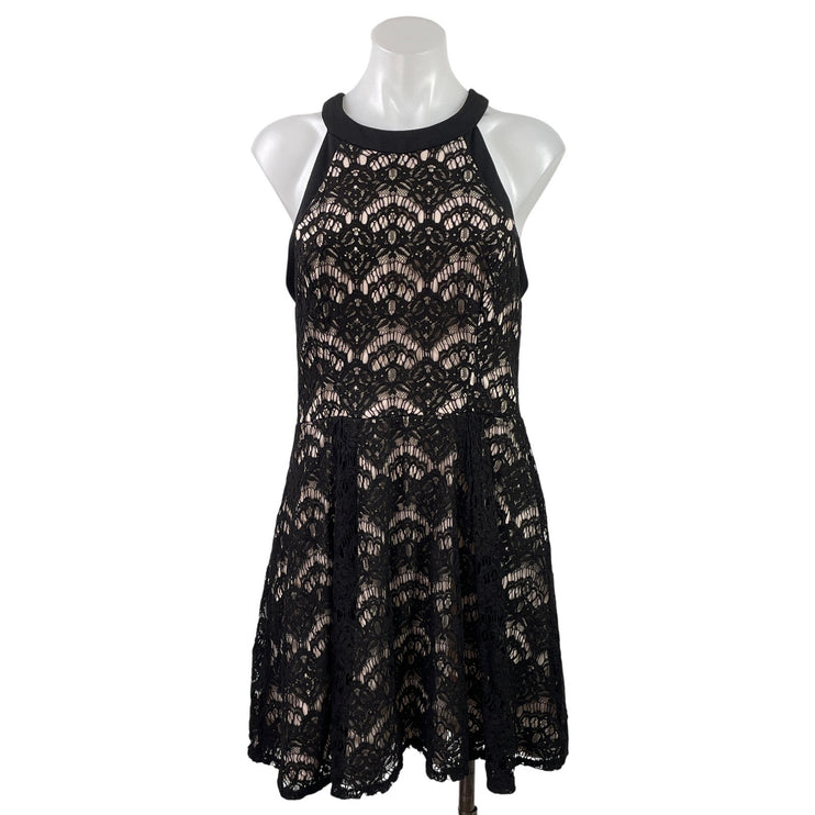 Speechless Womens Black Lace Sleeveless Racerback Mini Fit & Flared Dress Size L