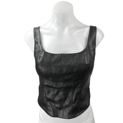 Abercrombie & Fitch Black Faux Leather Vegan Sleeveless Crop Tank Top Size S