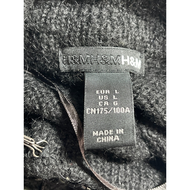 H&M Women's Black Wool Beaded Long Sleeve Crop Bolero Cardigan Sweater Top Sz L