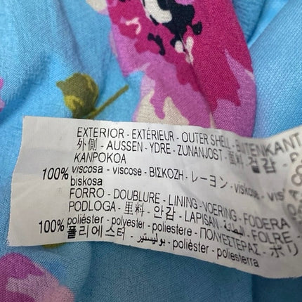 Zara Blue Pink Floral Sleeveless Ruched Cami Camisole Tank Mini Bodycon Dress XS