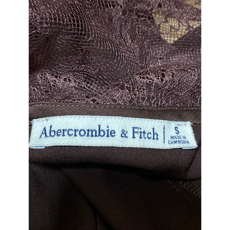 Abercrombie & Fitch Brown Lace Satin Sleeveless V Neck Camisole Bodysuit Top S