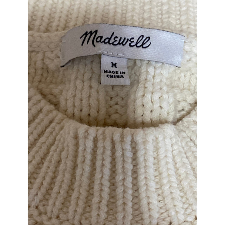 Madewell Checkered-Stitch Wedge Cream Sleeveless Crop Tank Sweater Vest Top Sz M