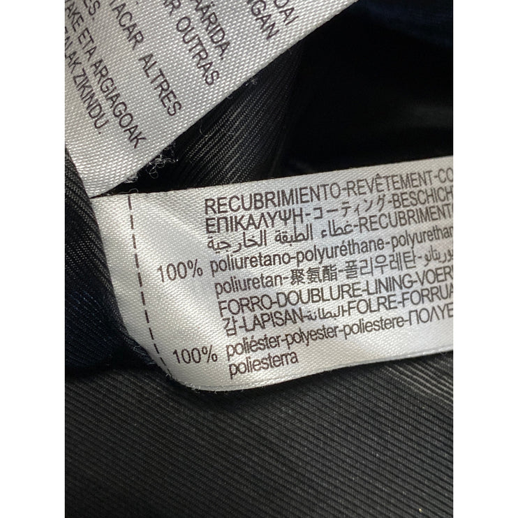 Zara Womens Black Faux Vegan Leather Long Sleeve Button Blazer Coat Jacket Sz M