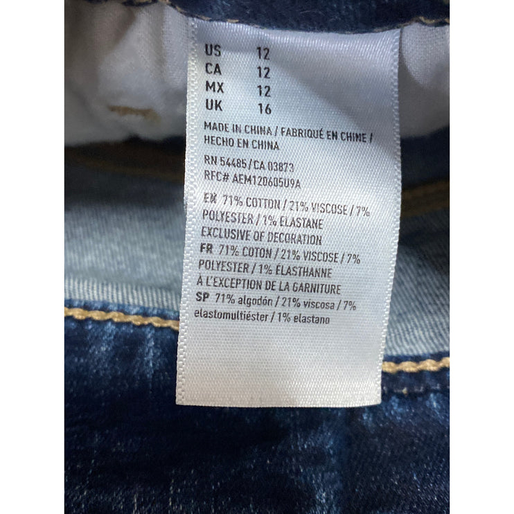 American Eagle Outfitters Floral Embroidered High Rise Denim Cut Off Shorts 12