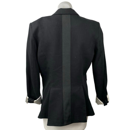 Smythe Women's Black One Button Collared Long Sleeve Blazer Coat Jacket Size 12