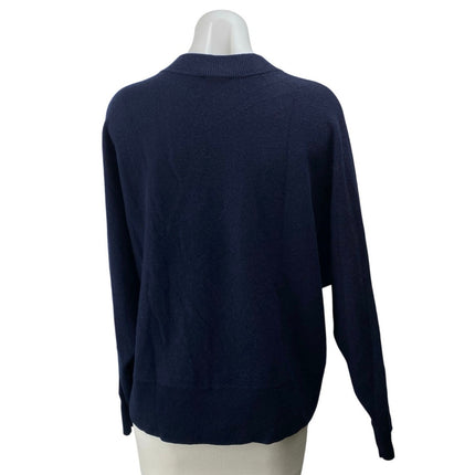 Whistles Women's Blue Mock Neck Long Dolman Sleeve Knit Pullover Sweater Top M